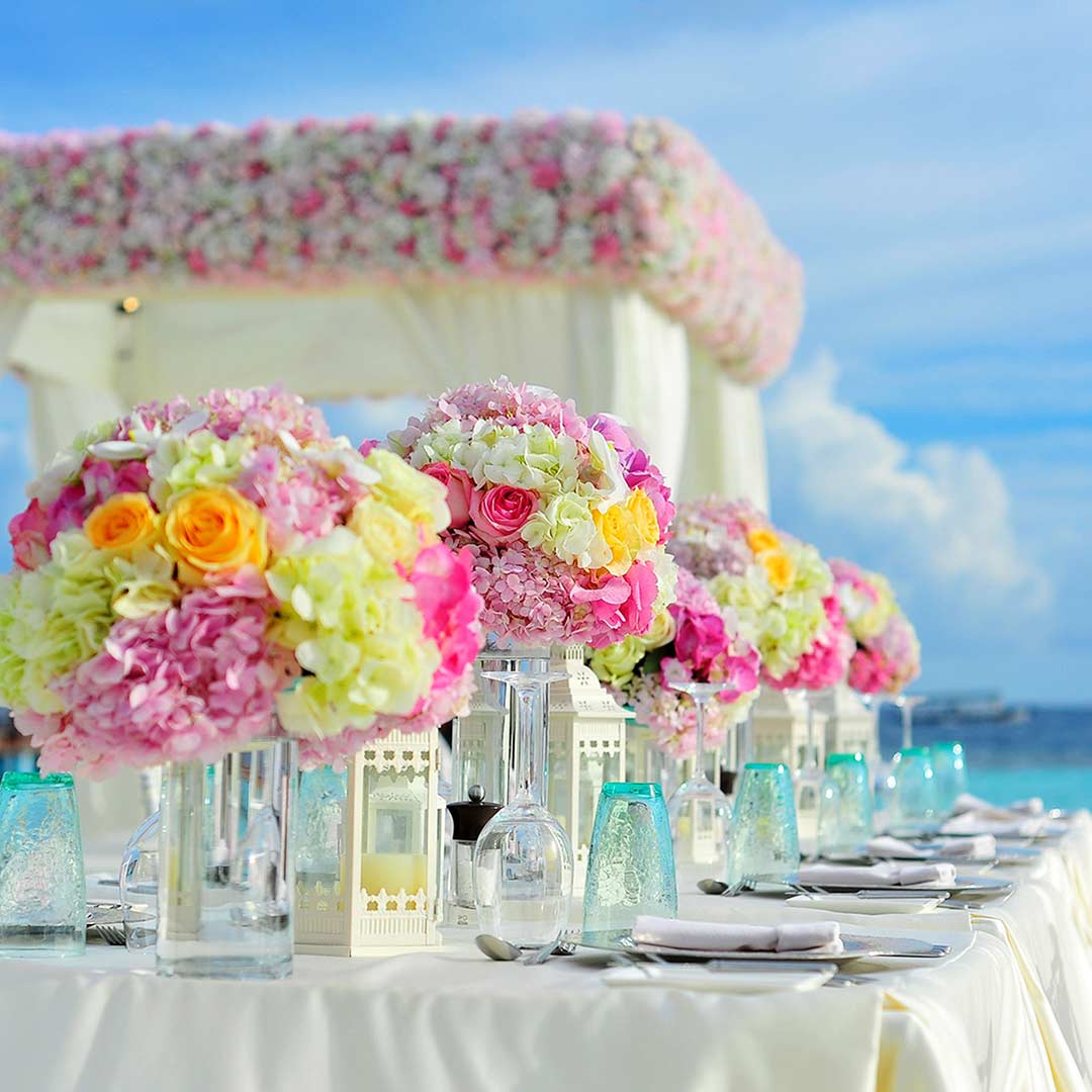 Lush wedding floral arrangement